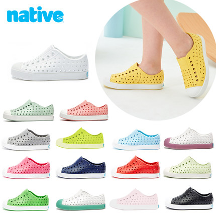 native洞洞鞋儿童凉鞋男童夏季新款童鞋宝宝透气软底女童沙滩鞋子