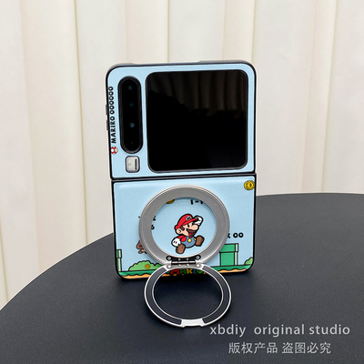 奔跑马里奥适用摩托罗拉Razr60/50折叠屏razr40ultra手机壳n3flip小米mixflip360度旋转支架X Flip荣耀vflip2