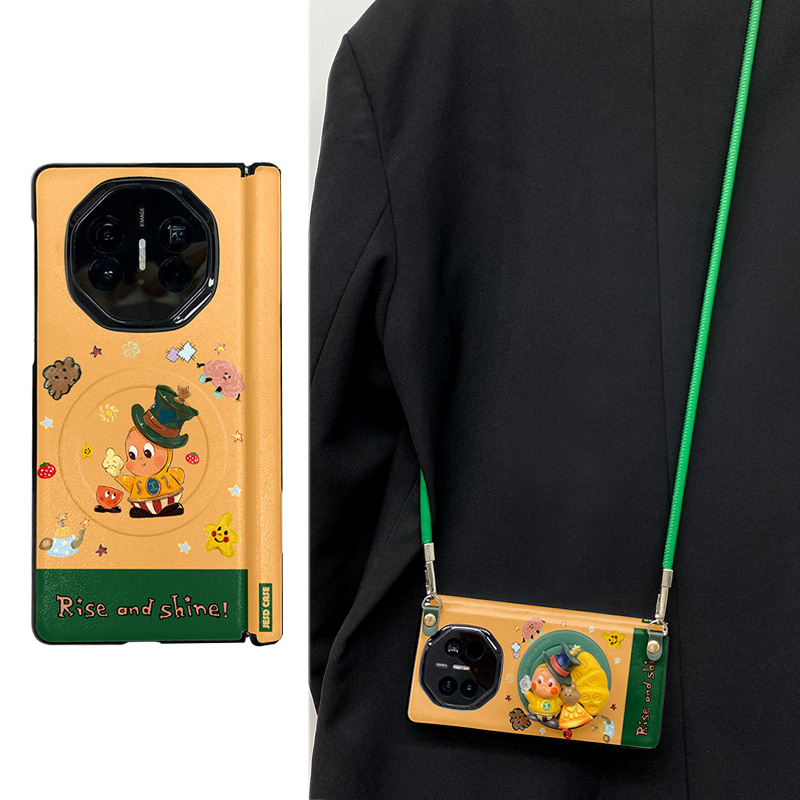 茶壶伯爵星星人适用于vivoxfold5手机壳中轴铰链全包防摔外壳xfold5保护套XFOLD5高档折叠屏双中轴皮纹新款