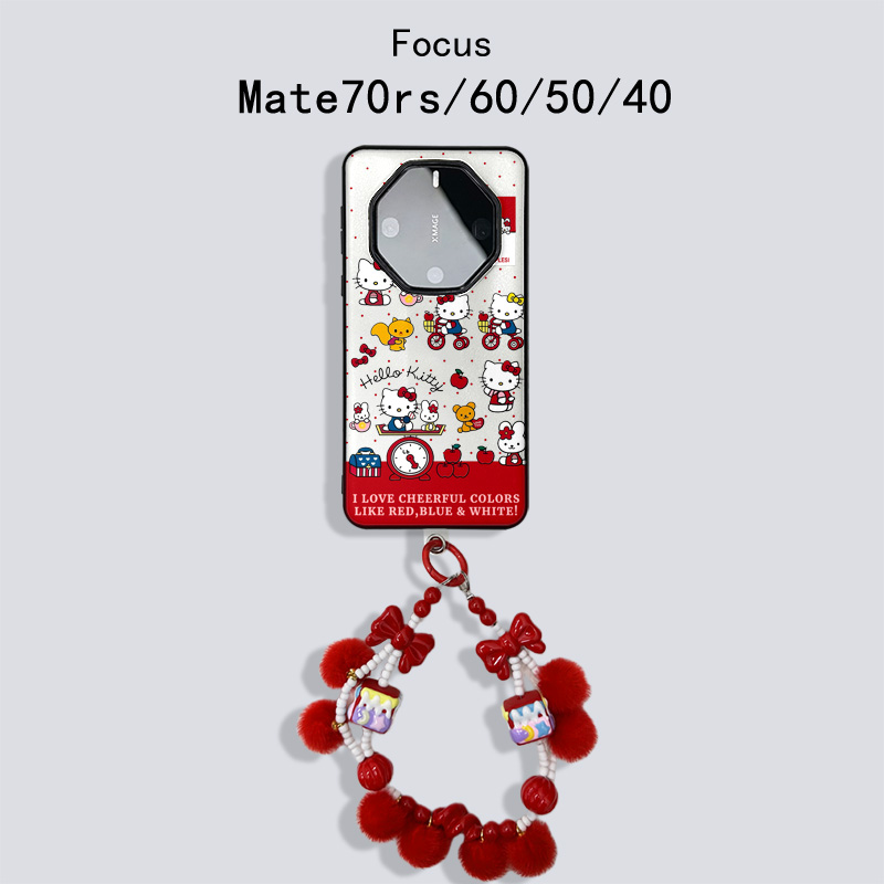 适用于华为mate60非凡大师手机壳mate70RS保时捷可爱猫咪皮纹mate40防摔保护套mate50pro手链斜挎女款