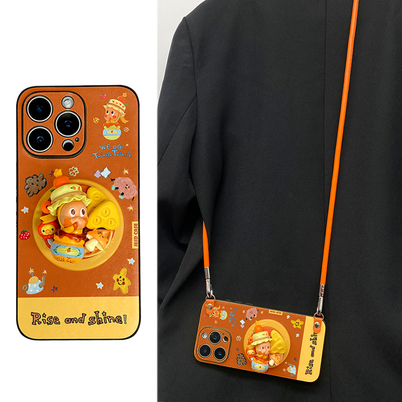 橘子果酱星星人卡通磁吸支架适用于苹果16promax手机壳iphone14保护套12/11/15plus外壳17Air全包防摔斜挂绳