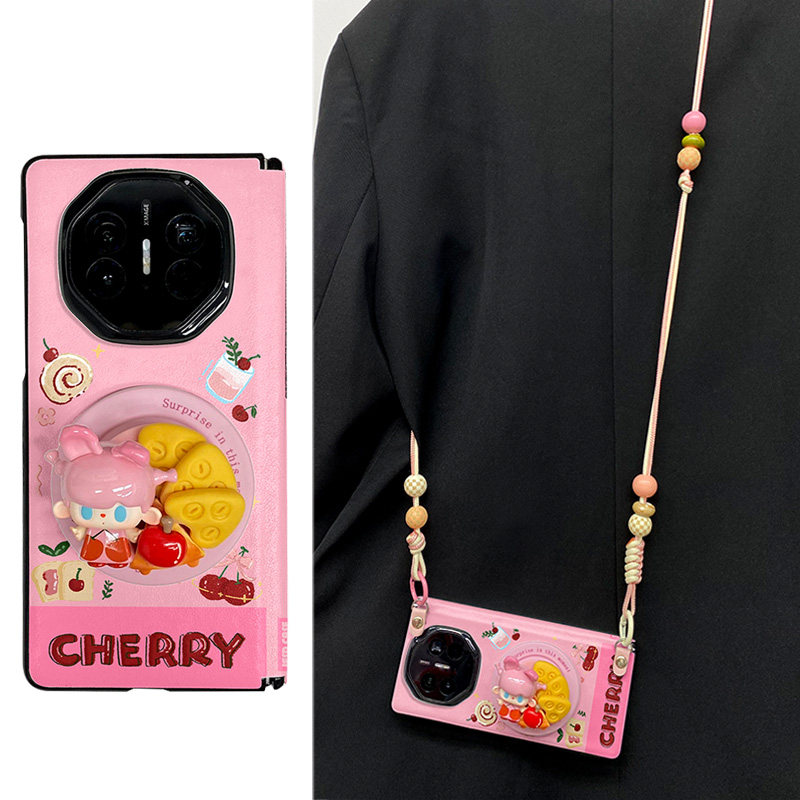 樱桃卡通铰链全包适用于华为MateX7手机壳matex5典藏版MATEX6折叠屏荣耀V2防摔VS3中轴matex3保护套支架