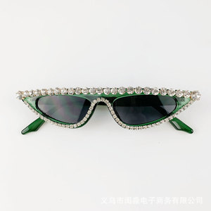 猫眼墨绿色个性风手工太阳眼镜