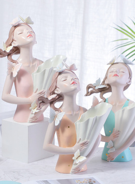 北欧创意蝴蝶女孩花瓶乔迁礼物