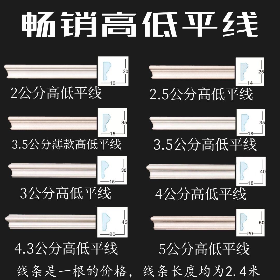 PU线条/欧式装饰建材/素面平线/画框线/门套线墙面餐厅背景高低线,基础建材,相框线条,淘宝优惠券,粉丝福利购,淘宝优惠卷