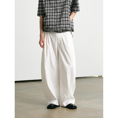FERMENTEDSHIRT/25白色尼龙棉宽松休闲气球裤长裤