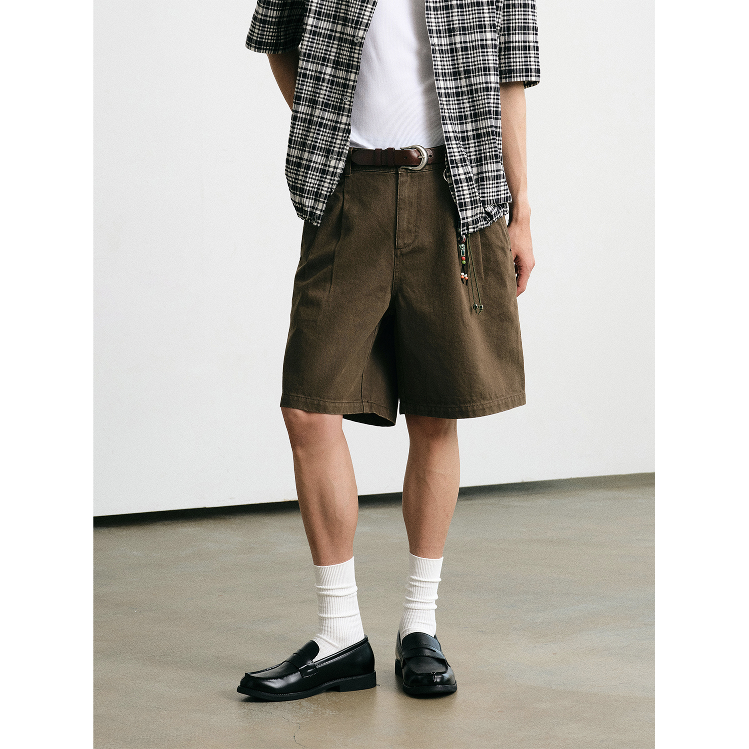 FERMENTEDSHIRT/25夏重磅全棉斜纹中古感宽松休闲短裤