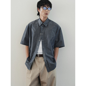FERMENTEDSHIRT 衬衫 25夏新品 灰蓝色色织全棉宽松休闲短袖