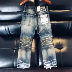 Loose Fit High-End Quality Heavy-Duty Jeans for Men, Spring and Autumn, Distressed, Ripped, Cool and Edgy, Straight-Leg Long Pants