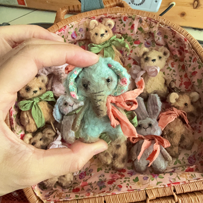 手作小鼻嘎大象兔子熊关节抱偶可做成胸针BJD娃娃玩偶