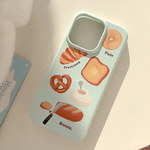 小众ins风可颂面包适用苹果17promax手机壳iphone16新款15女款14复古日韩风13防摔12全包软壳17创意美食【价