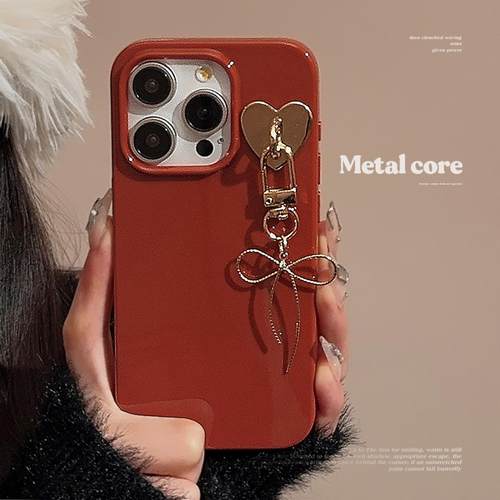 气质蝴蝶结挂件iphone16苹果17手机壳15promax适用11新年红12硅胶