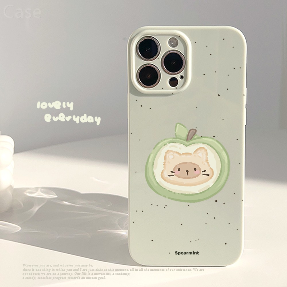 价夏日奶绿ins青苹果小猫咪适用iPhone17promax苹果14Pro手机壳16全包plus软壳13女款12Pro防摔小众韩风可爱1