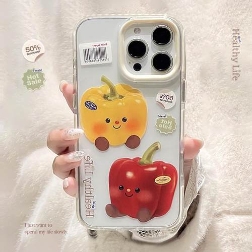 青椒蔬菜iphone16苹果15promax小众设计手机壳14适用13防摔17卡通