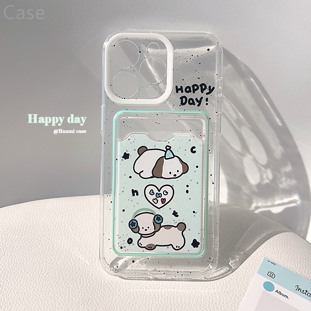 超萌ins泼墨小动物卡包适用苹果17promax手机壳iphone16新款14pro少女12透明xr小众卡通11全包xs软壳xr插卡套