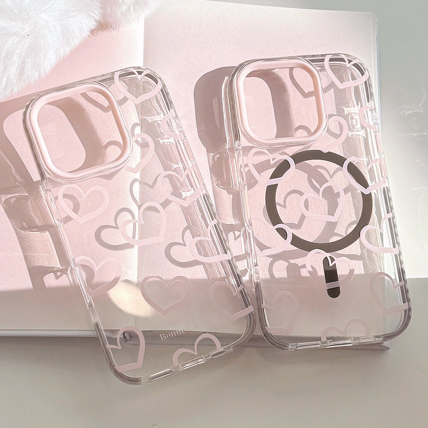 灰粉涂鸦爱心适用苹果17promax手机壳iphone16新款16pro女12韩系小众甜酷少女心14防摔透明11全包软磁吸13软