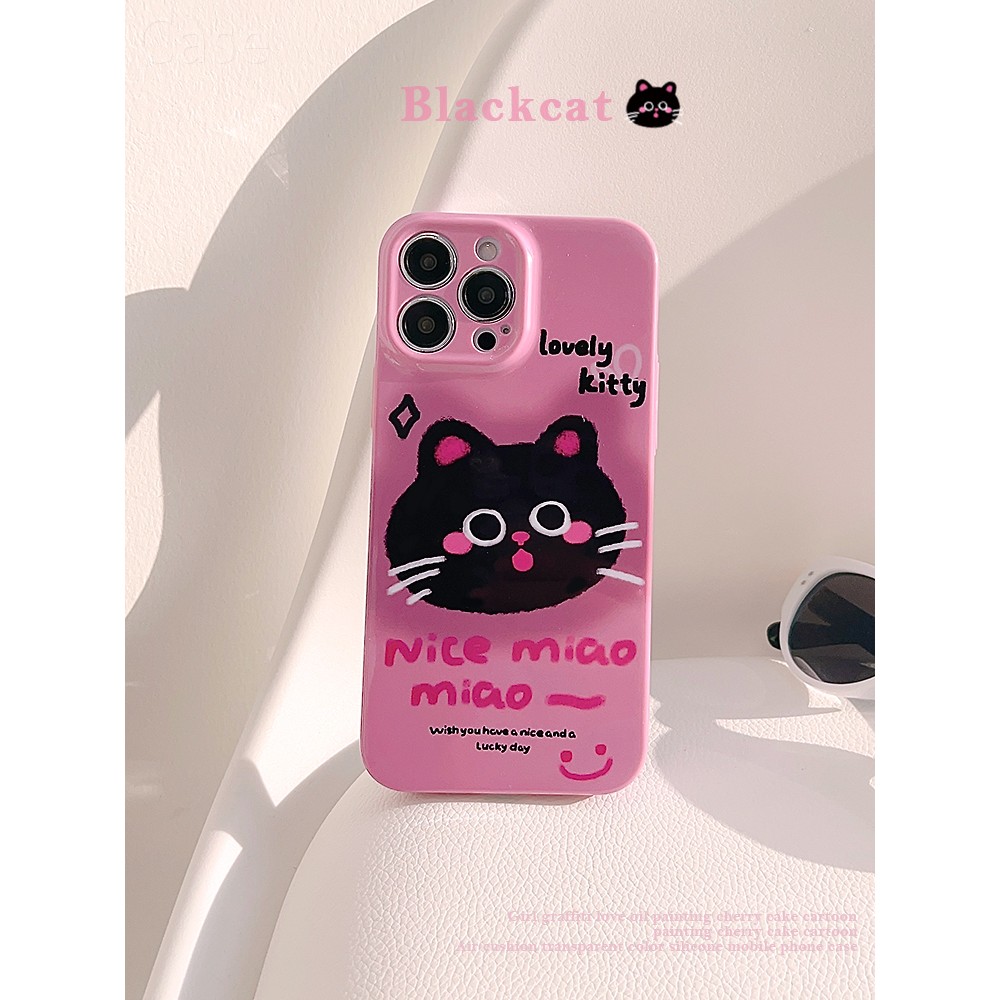 小众ins甜酷可爱猫咪插画适用15苹果17ProMax手机壳iPhone16全包14新款12Pro菲林壳13保护套XR日韩风11少女XS