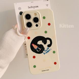 彩色波点猫咪iphone17手机壳适用16promax苹果13全包16软