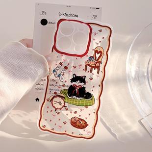 可爱慵懒猫咪适用iphone16promax手机壳苹果15透明14