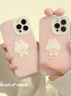 兔子蝴蝶结iPhone15promax苹果16手机壳12适用11软8p可爱1417