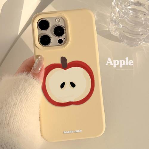 ins红苹果适用16苹果17promax手机壳iphone14简约13pro女