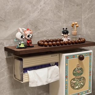 中古风卫生间置物架浴室收纳放置柜厕纸夹缝壁挂式纸巾盒厕所马桶