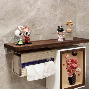 中古风卫生间窄缝马桶边置物架姨妈巾收纳盒卫生纸湿巾收纳盒壁挂