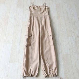 长裤 简约休闲百搭女士夏季 日单孤品吊带纯色轻薄连体衣阔腿裤 女装