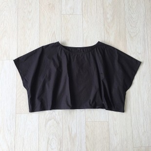 连肩袖 蝙蝠衫 短款 外搭夏季 女装 衬衫 日单孤品圆领套头宽松纯色短袖