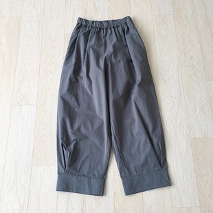 九分裤 女士夏季 日单孤品松紧腰双口袋宽松纯色简约休闲阔腿裤 女装