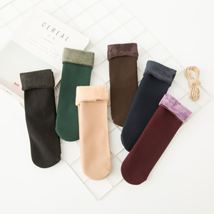 冬季新款保暖雪地袜男女加厚秋冬肉色短袜中筒棉袜加绒露脚踝神器
