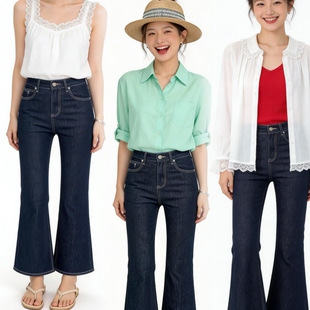 小个子超火 子微喇牛仔裤 女小个子夏薄款 九分显瘦高腰显腿直 裤