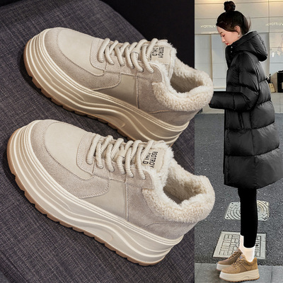 厚底德训鞋女2025新款冬季加绒