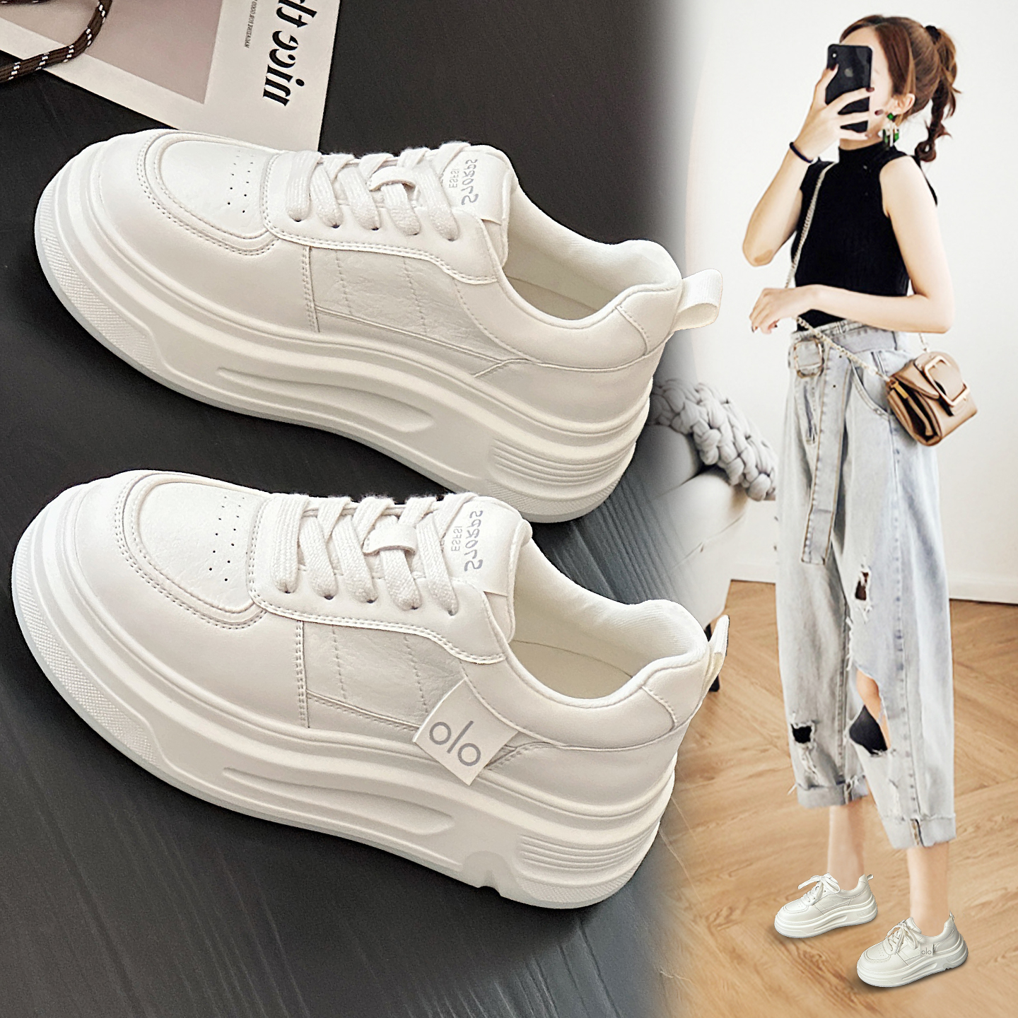 厚底小白鞋女款2025新款