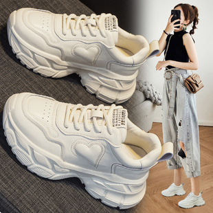 真皮面厚底显脚小轻便白色运动休闲鞋 新款 女2025秋季 欧洲站老爹鞋
