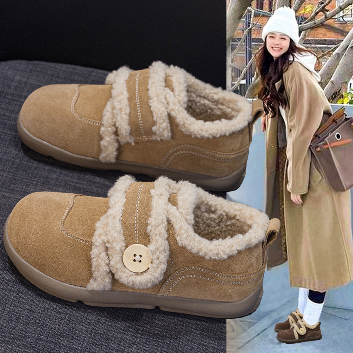 真皮勃肯鞋女冬季加绒保暖雪地棉鞋平底软底不累脚绝美巨好看鞋子,女鞋,勃肯鞋/软木鞋,淘宝优惠券,粉丝福利购,淘宝优惠卷