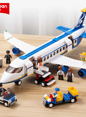 小鲁班积木飞机模型客机拼装儿童节日益智玩具男孩生日礼物六一