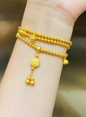 古法传承珠珠美满连连三圈手串女莲蓬手链毛衣链