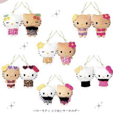 现货日本三丽鸥hellokitty平成辣妹黑皮磁吸贴贴玩偶公仔收纳挂件