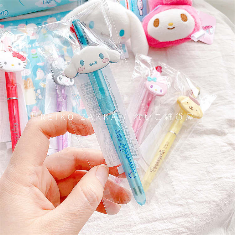 스포트 일본 산리오 SANRIO 신나몬개멜로디 푸딩 개 쿠로메 2색프레스 볼펜
