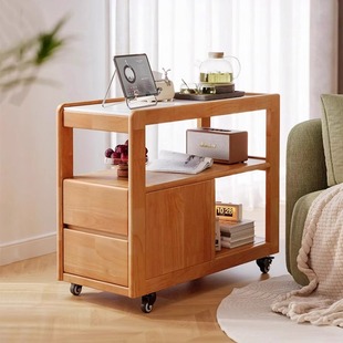 可移动实木边几沙发边柜客厅茶几小桌子带轮沙发边柜置物架侧柜