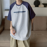 潮流插肩袖拼色设计圆领短袖T恤A425-T5072-P48控59面料棉，男装T恤，电商A425