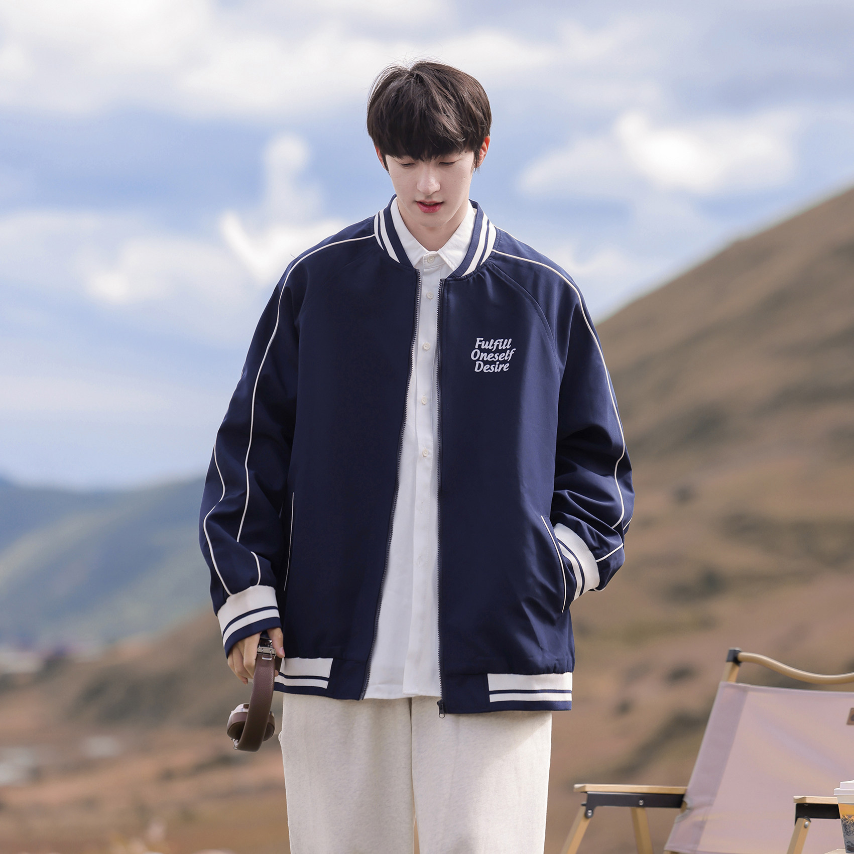 潮流日系棒球服夹克外套男A425-W6301-P98控128面料聚酯,男装夹克,电商A425