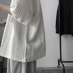 立體紋理特殊面料 圓領短袖T恤