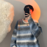 条纹渐变圆领毛衣A425-M93-P78控98，男装针织衫/毛衣，电商A425