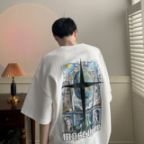 背后大印花圆领短袖T恤A425-T1423-P38控48，男装T恤，电商A425