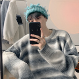 条纹渐变圆领毛衣A425-M93-P78控98，男装针织衫/毛衣，电商A425