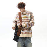 潮流复古费尔岛圆领毛衣A425-M26653-P78控98面料聚酯，男装针织衫/毛衣，电商A425