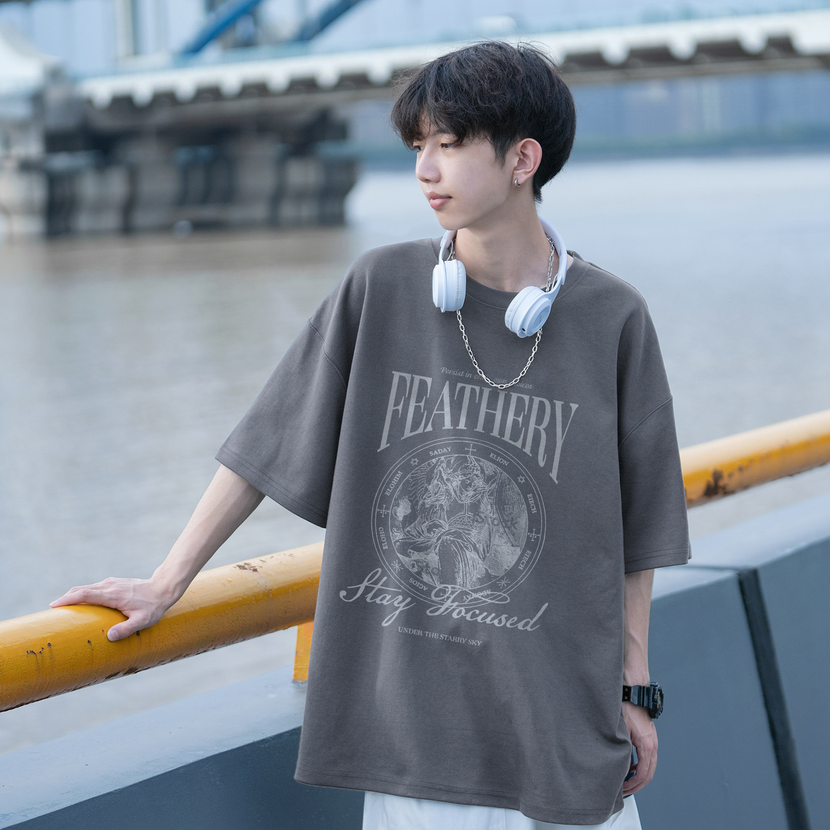潮流素描罗马短袖T恤A425-T3619-P28控38面料棉,男装T恤,电商A425