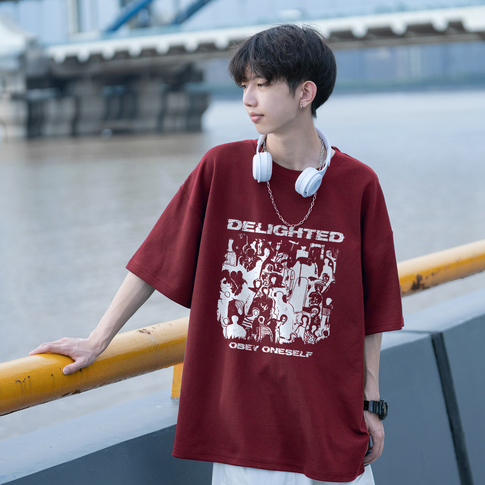 百搭潮流人影图案短袖T恤A425-T3588-P28控38面料棉,男装T恤,电商A425